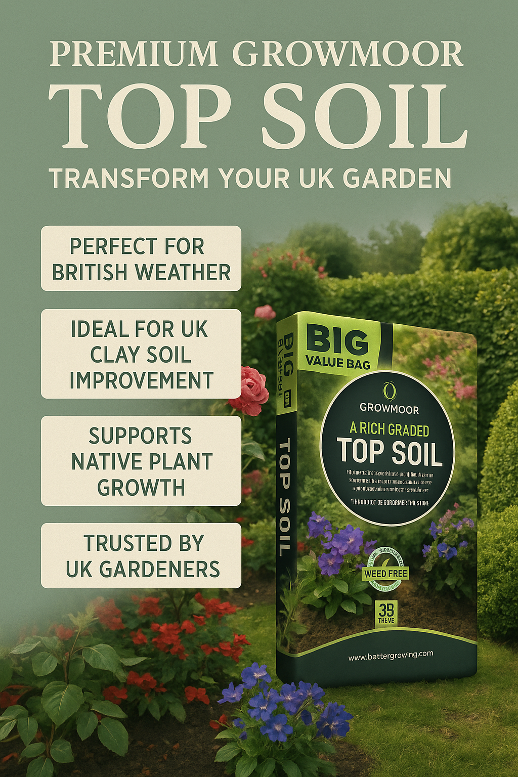 Growmoor Top Soil 35 Litres